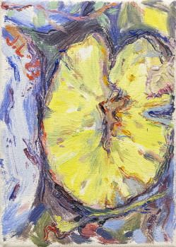 Pieni keltainen/ Tiny Yellow, 18x10cm, Oil and acrylic on canvas, 2023, SOLD